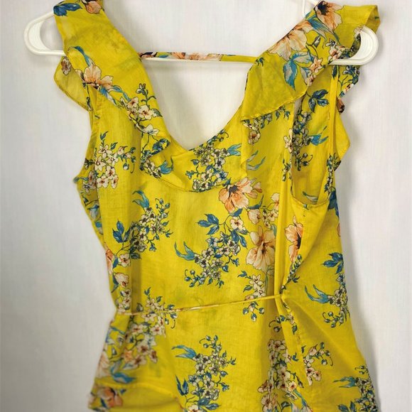 Mango Tops Mango Yellow Floral Ruffled Wrap Top S Poshmark